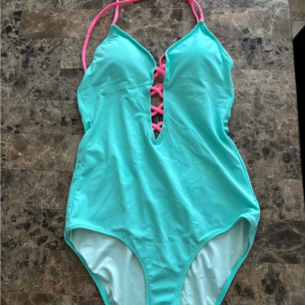 Victoria's Secret Blue and Pink One Piece Swimsuit
